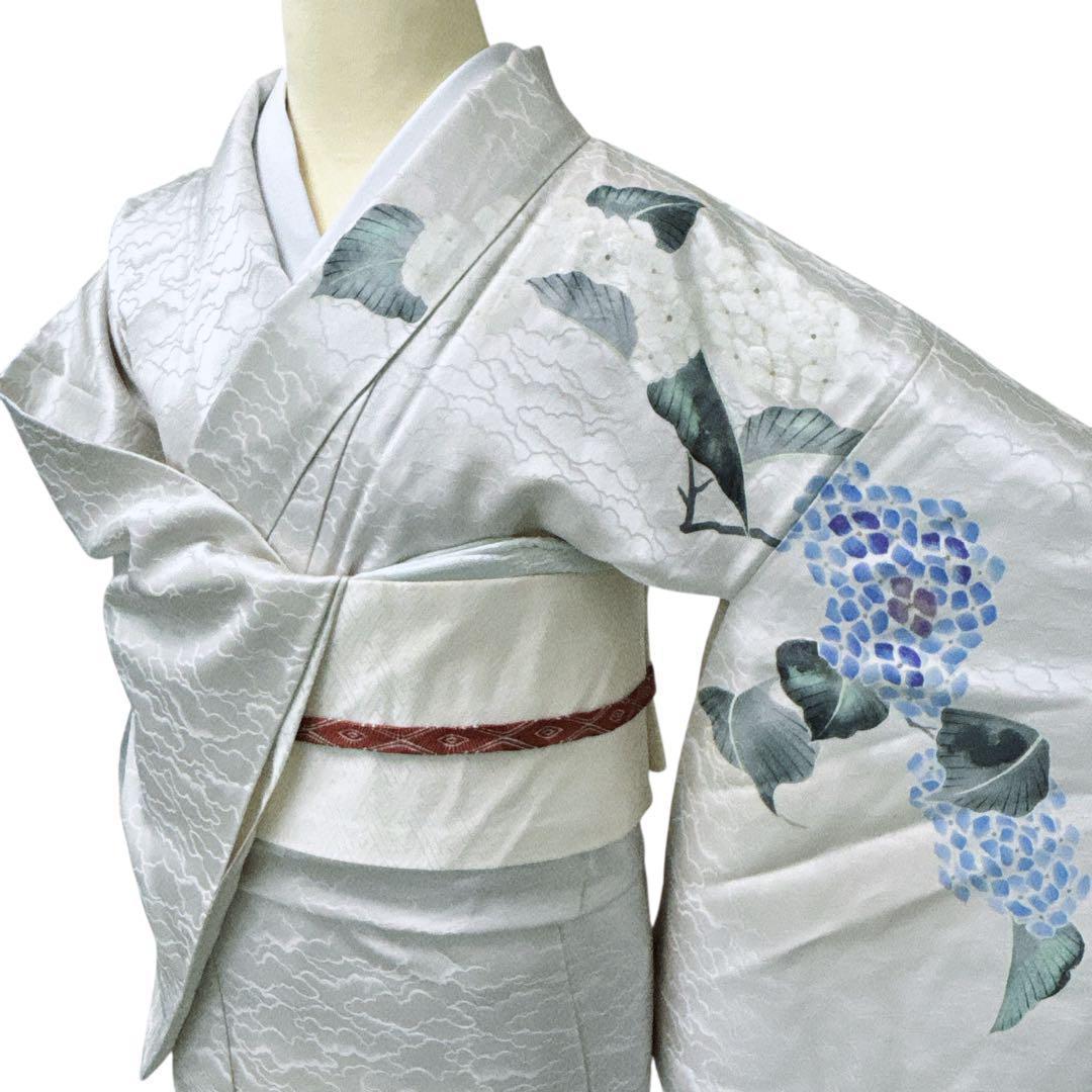 A66愛華 着物 刺繍　訪問着　単衣　おじさい模様　美品　正絹