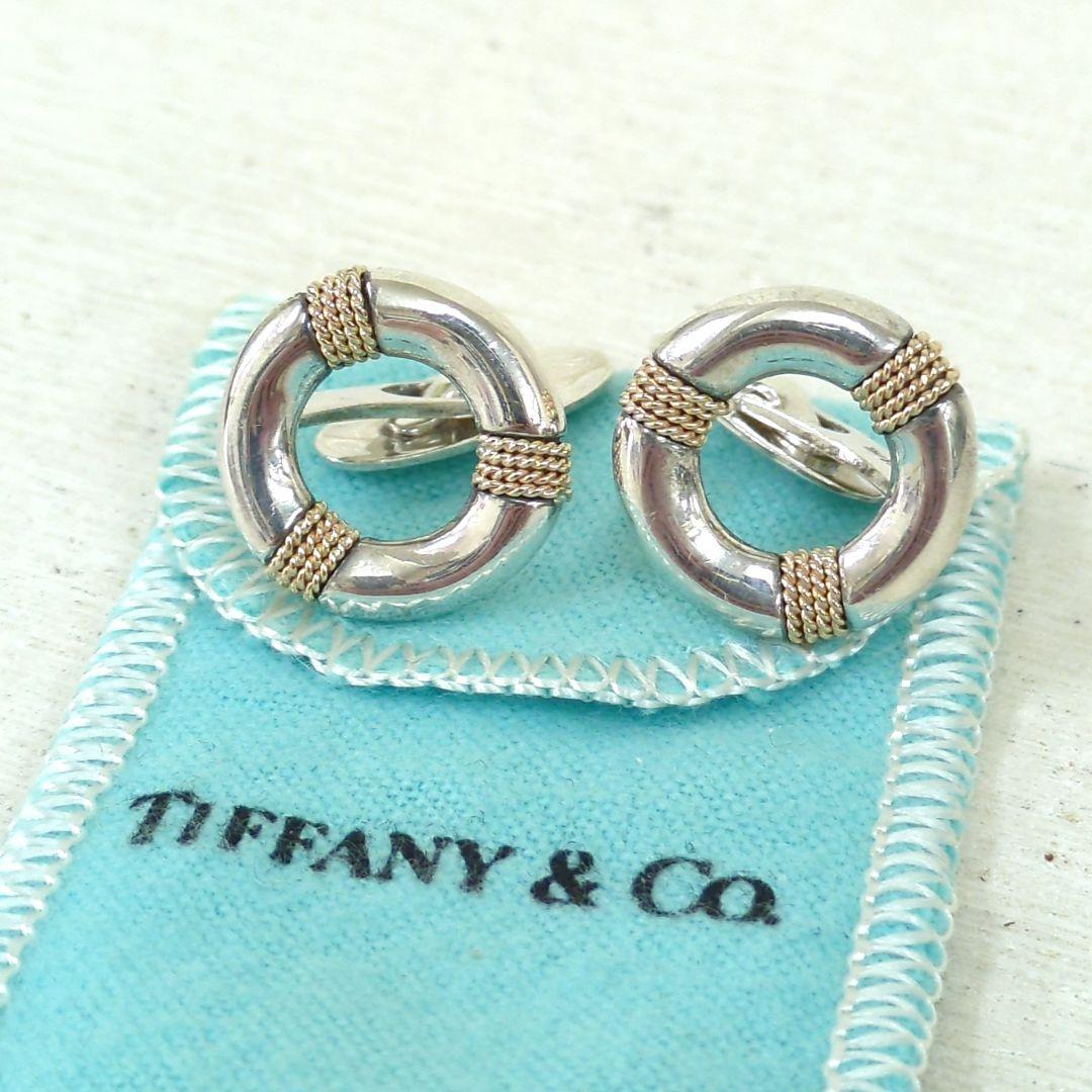 ティファニー サークル カフリンクス シルバー 14Kコンビ ヴィンテージ