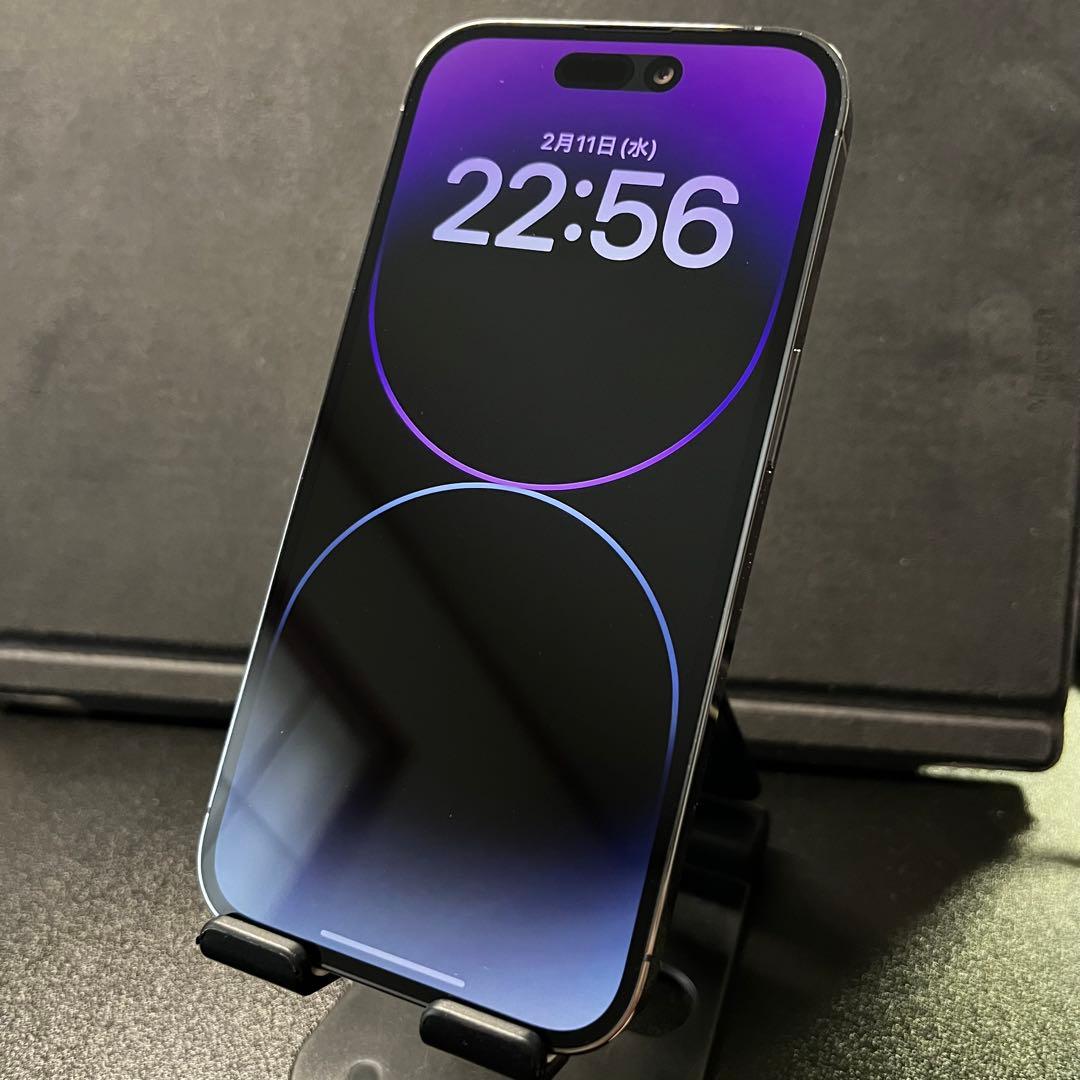 iPhone 14 Pro 256GB ディープパープル 背面割れ 動作良好