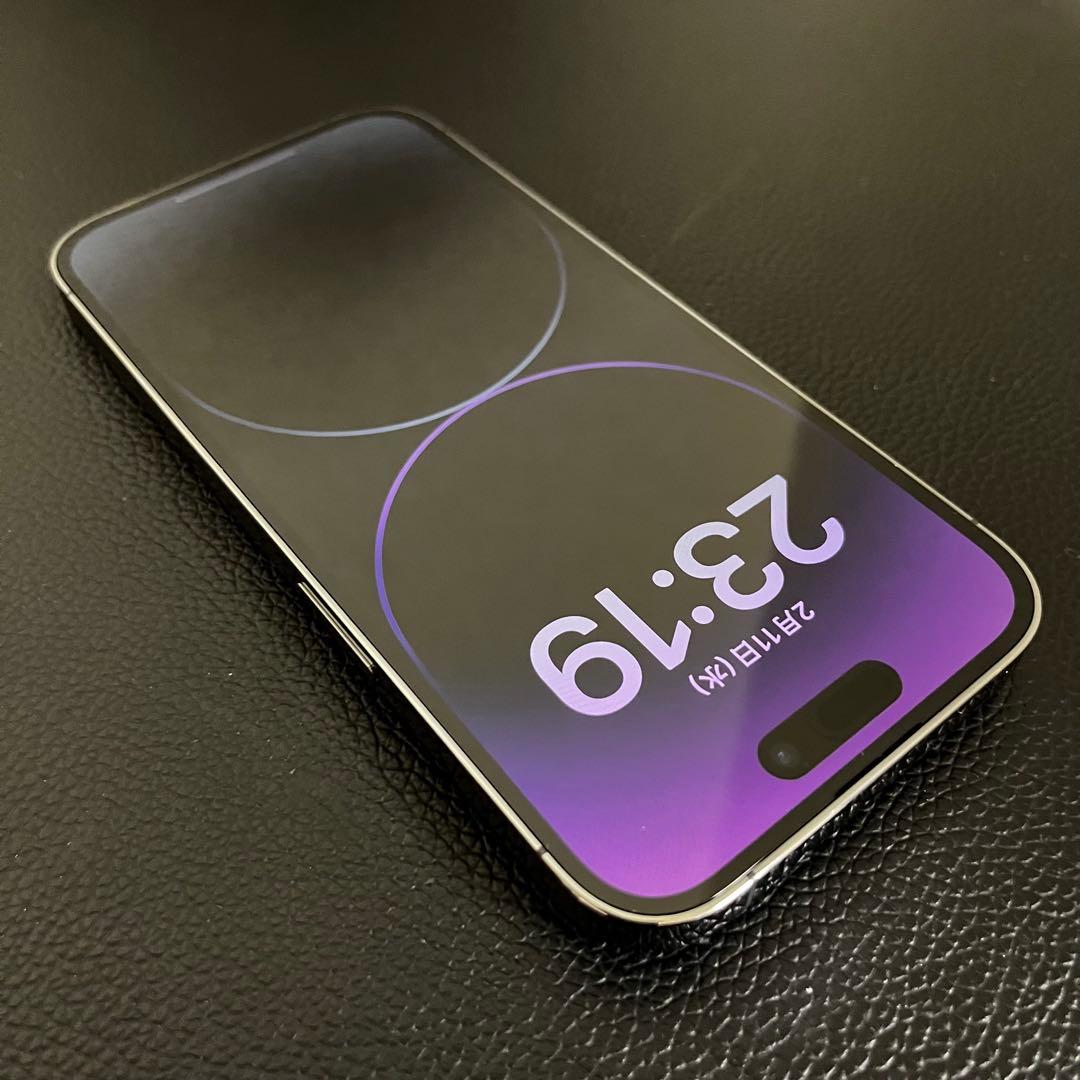 iPhone 14 Pro 256GB ディープパープル 背面割れ 動作良好