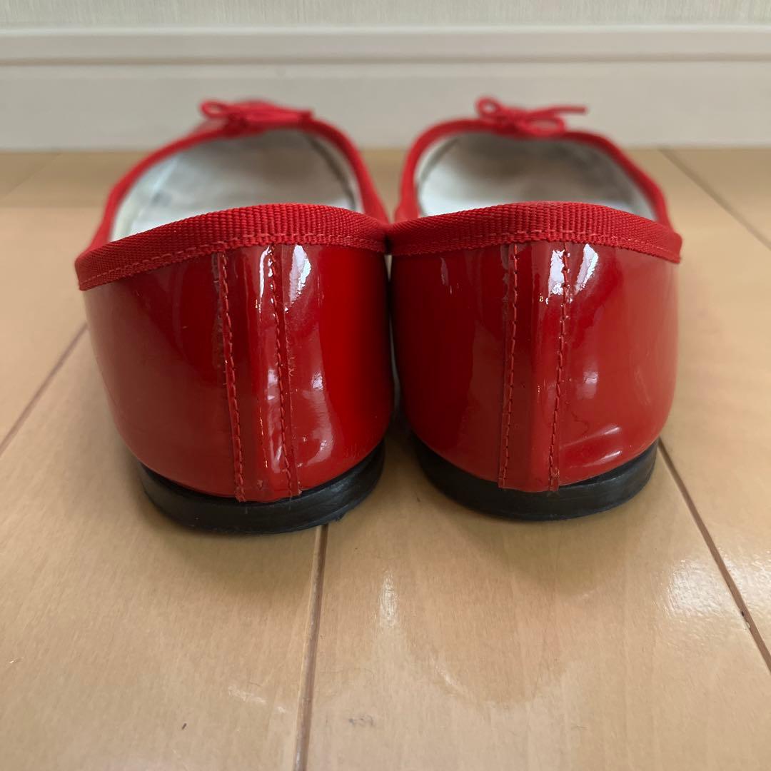 レペット　バレエシューズ　ラウンドトゥ　エナメル　リボン　赤 23.5 極美品