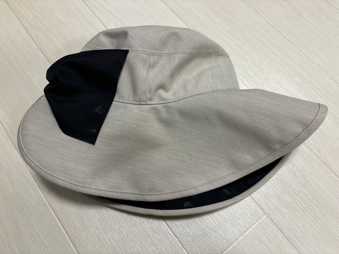 【美品】サンバリア100 ナチュラル・リボンハット
