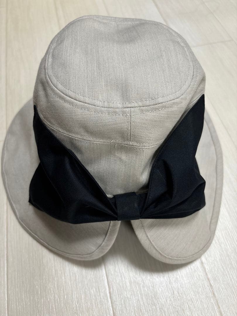 【美品】サンバリア100 ナチュラル・リボンハット