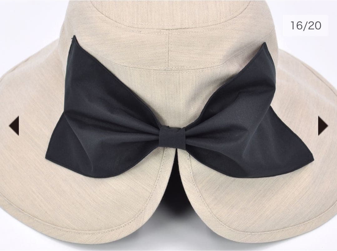 【美品】サンバリア100 ナチュラル・リボンハット