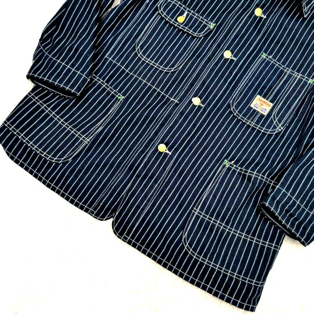 【新品同様】シュガーケーン　SC15658　ウォバッシュストライプ　ワークコート