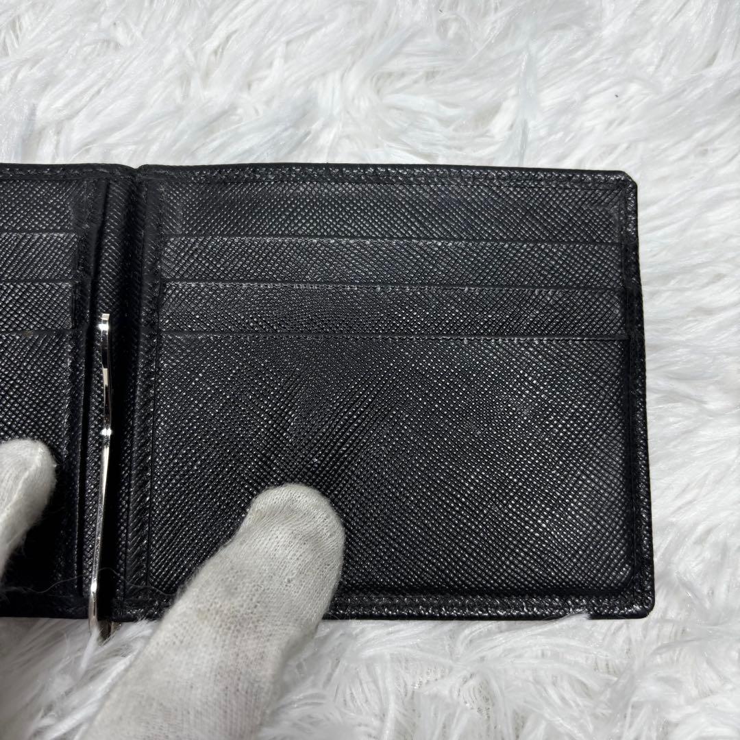 ✨美品✨ PRADA マネークリップ 型押し サフィアーノレザー ブラック　黒