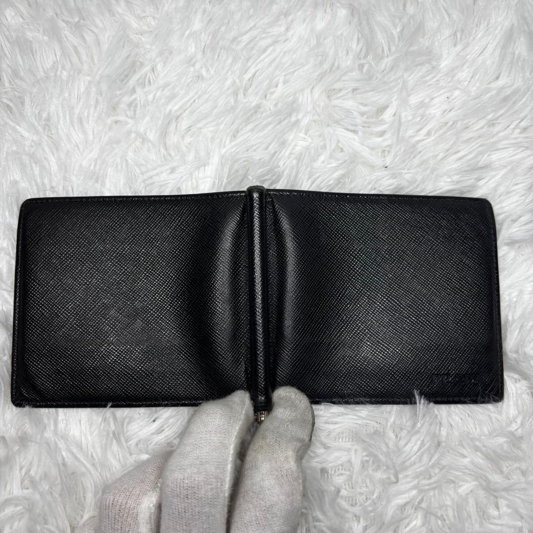 ✨美品✨ PRADA マネークリップ 型押し サフィアーノレザー ブラック　黒