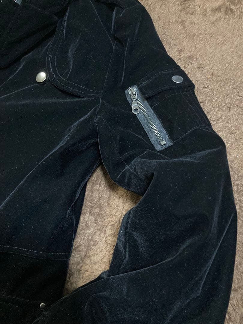 authentic 黒 ベロアダッフルコート ファー付き　used