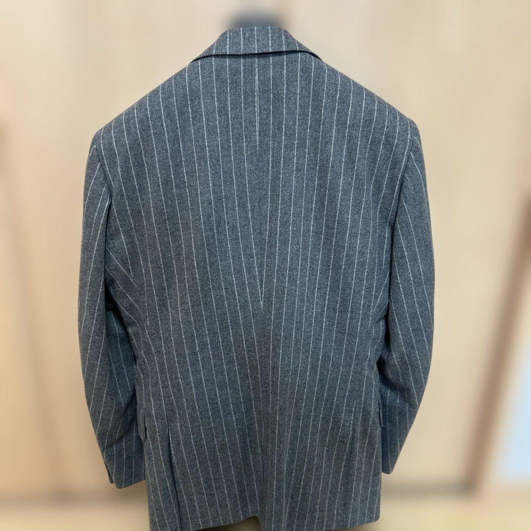 トゥモローランド　グレー ストライプ ビジネススーツ　ベスト付き