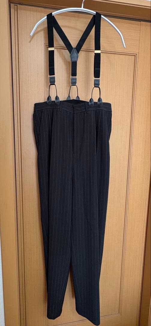 Curensology カレンソロジー　サスペンダーパンツ ブラックストライプ