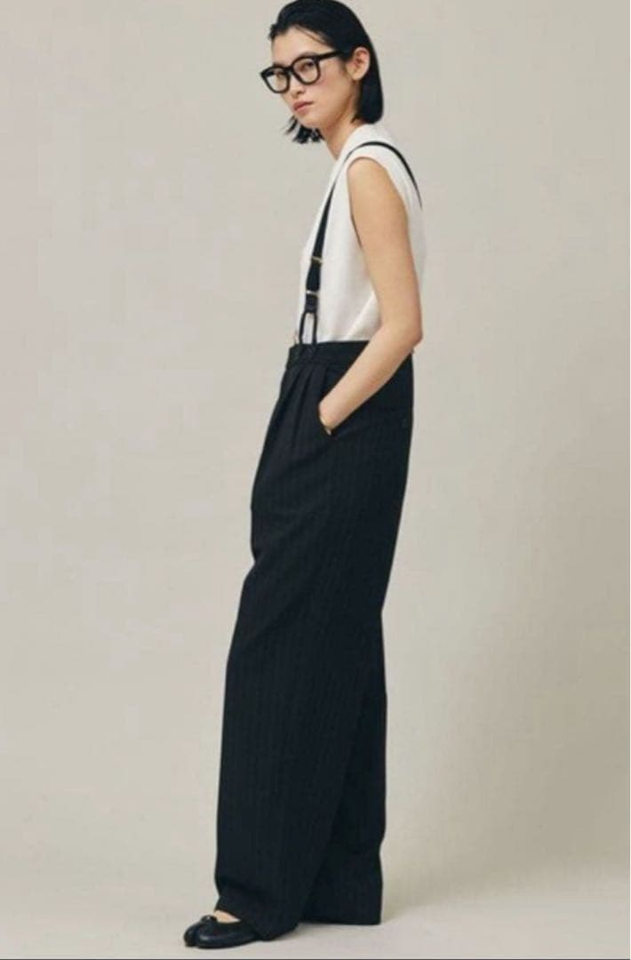 Curensology カレンソロジー　サスペンダーパンツ ブラックストライプ