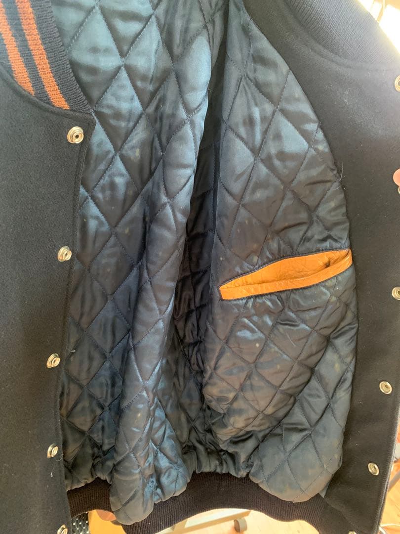 BROOKS BROTHERS スタジャン M ネイビー/ブラウン