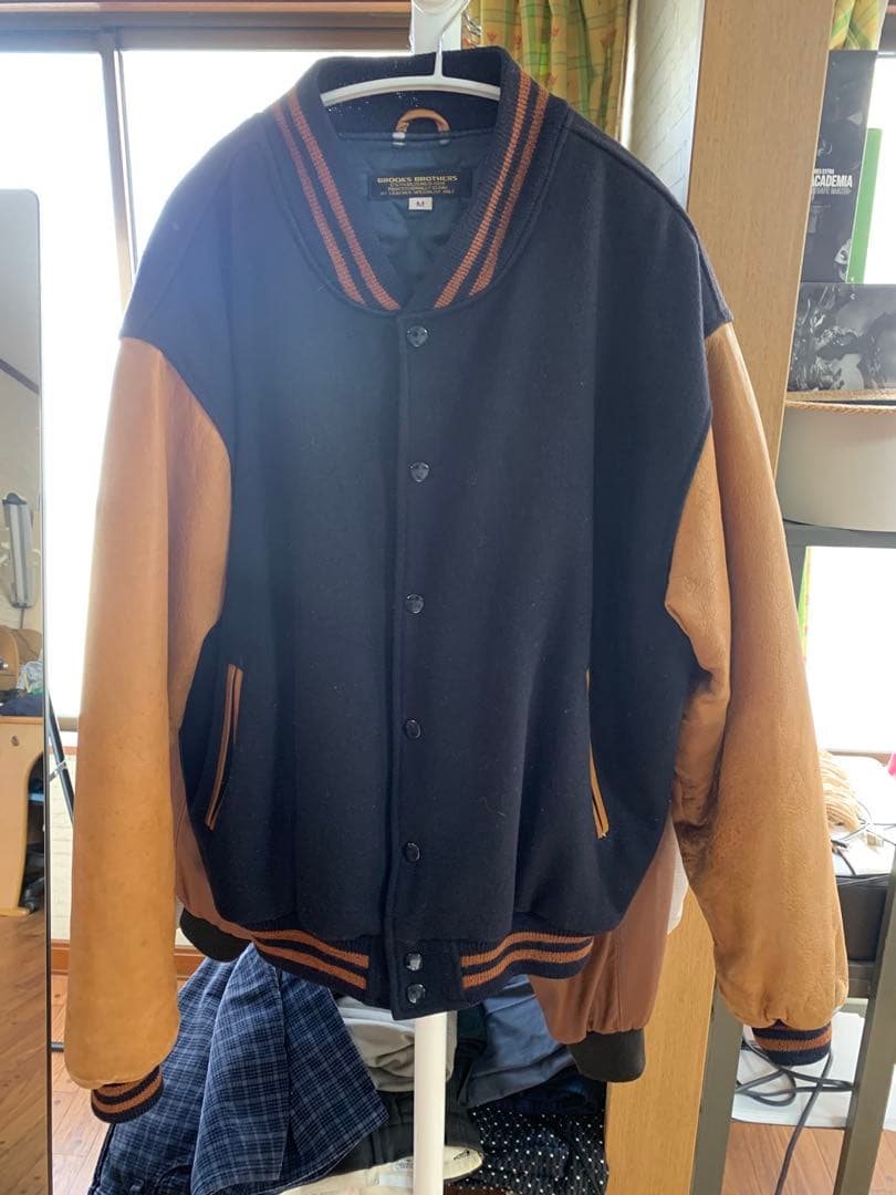 BROOKS BROTHERS スタジャン M ネイビー/ブラウン