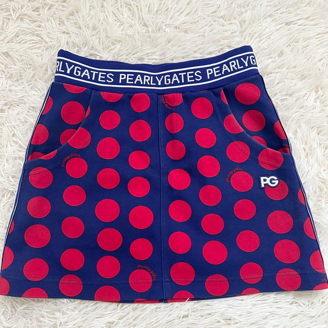 【2点セット】パーリーゲイツ ニット スカート セットアップ ドット柄 S~M