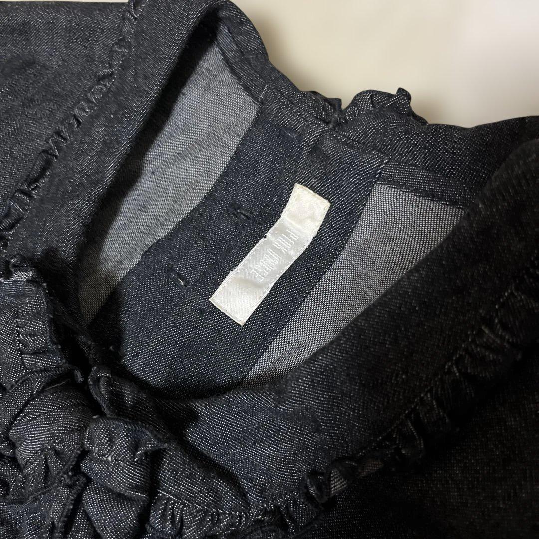 ピンクハウス　デニム　リボン　フリル　ピンタック　ロングワンピース　ブラック