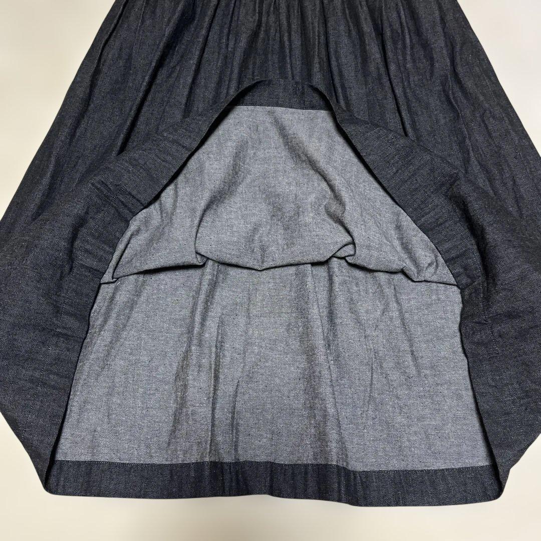 ピンクハウス　デニム　リボン　フリル　ピンタック　ロングワンピース　ブラック