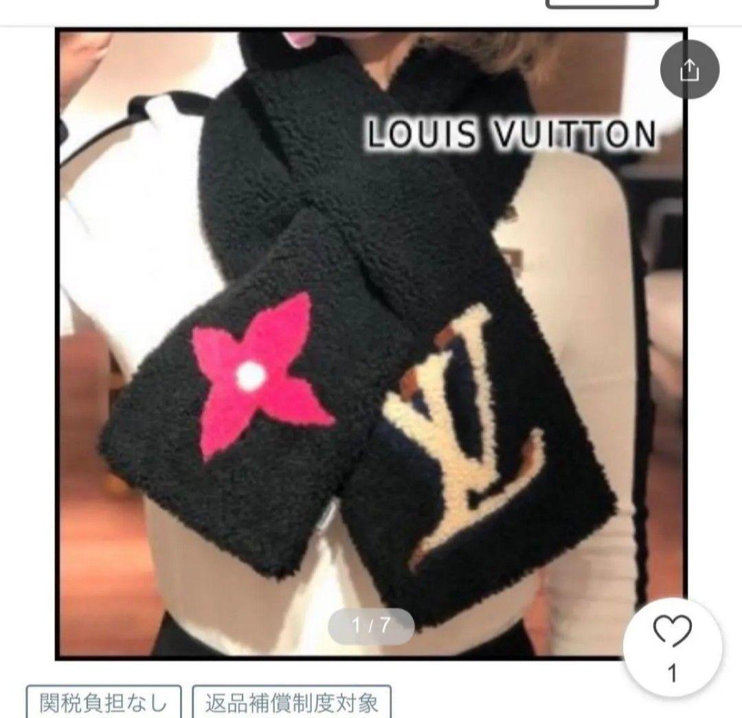 【ほぼ未使用】 ルイヴィトン マフラー　　ムートン テディ ファー マフラー黒