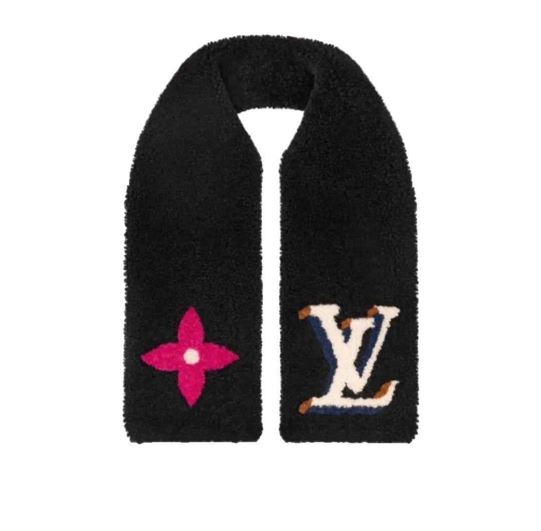 【ほぼ未使用】 ルイヴィトン マフラー　　ムートン テディ ファー マフラー黒