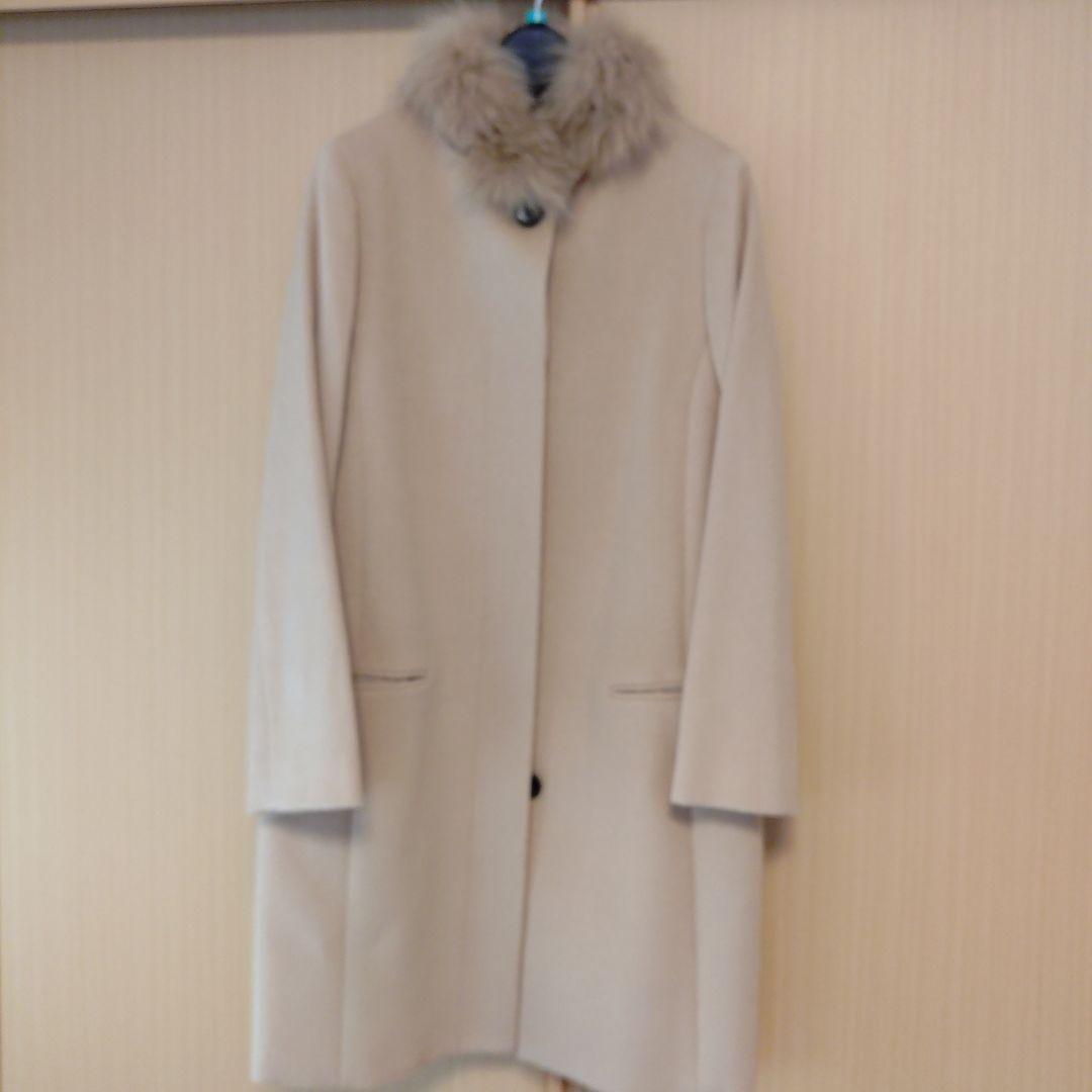 23区　ベージュ　 アンゴラロングコート ファー付き　サイズМ　38 新品未使用