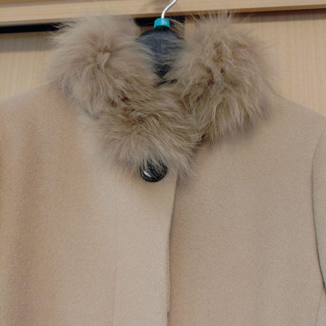 23区　ベージュ　 アンゴラロングコート ファー付き　サイズМ　38 新品未使用