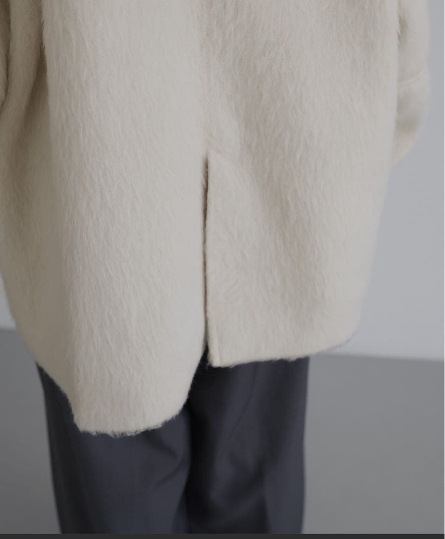 hellam シャギー ミドルコート アイボリー