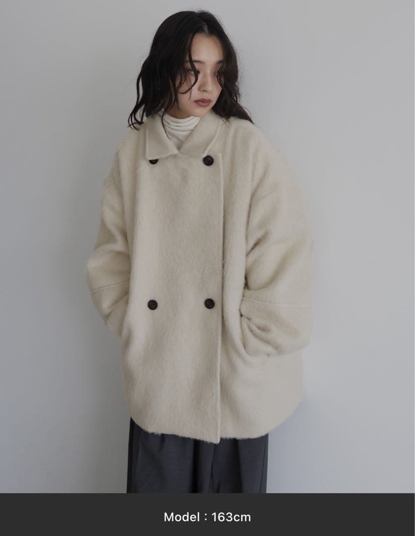 hellam シャギー ミドルコート アイボリー