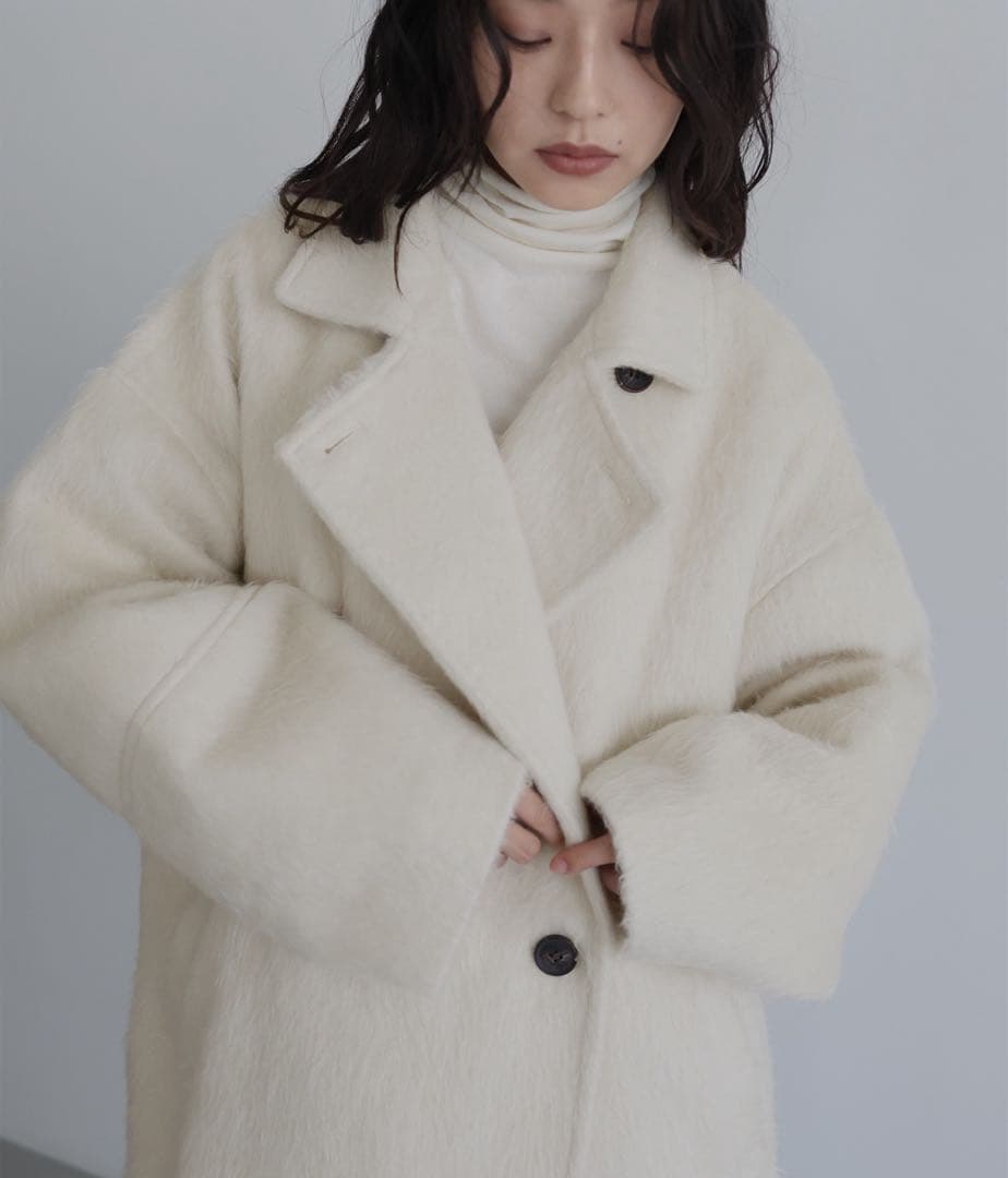 hellam シャギー ミドルコート アイボリー