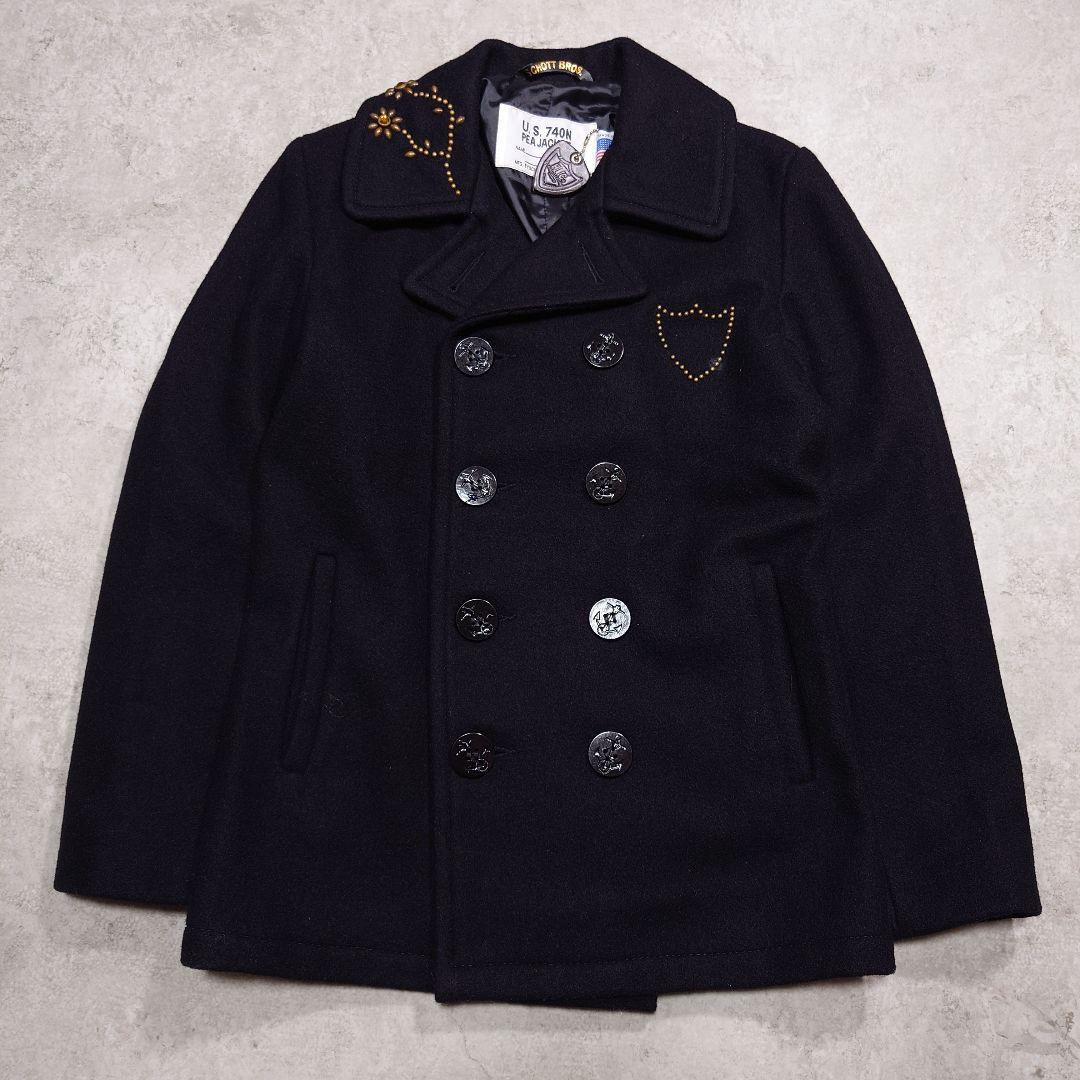 SCHOTT HTC フラワースタッズウールコート USA製 34