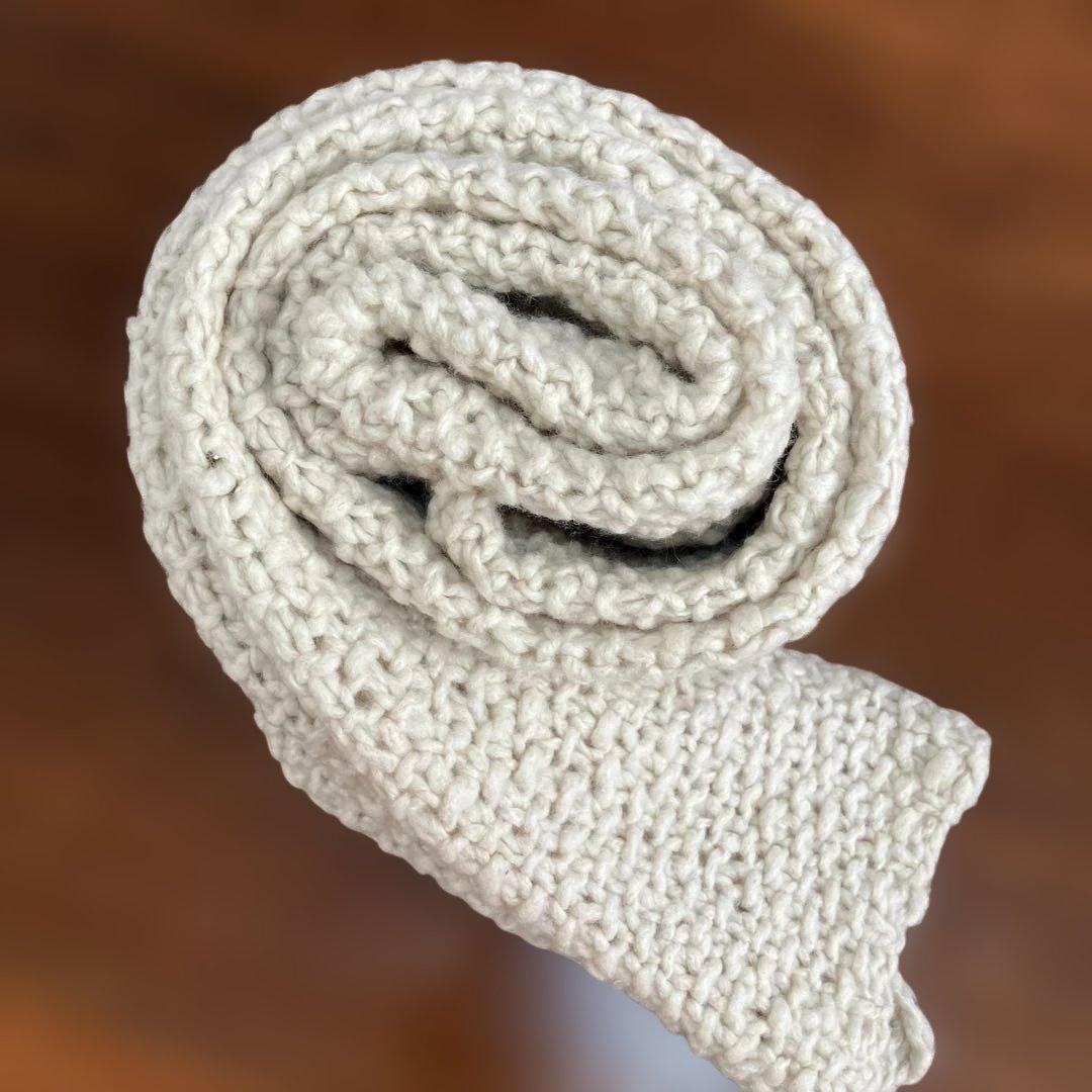 R&D.M.Co- オールドマンズテーラーざっくり編み ニットマフラー 生成り