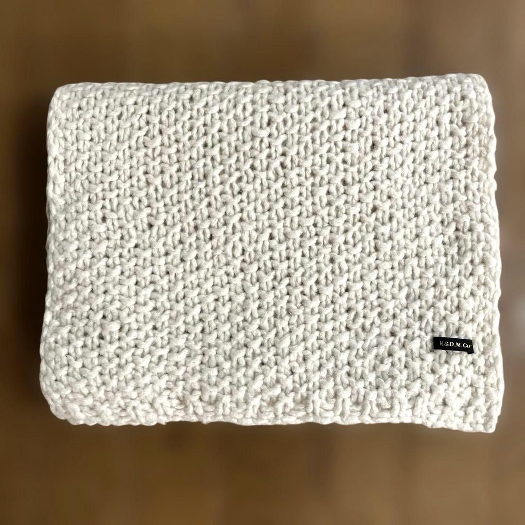R&D.M.Co- オールドマンズテーラーざっくり編み ニットマフラー 生成り