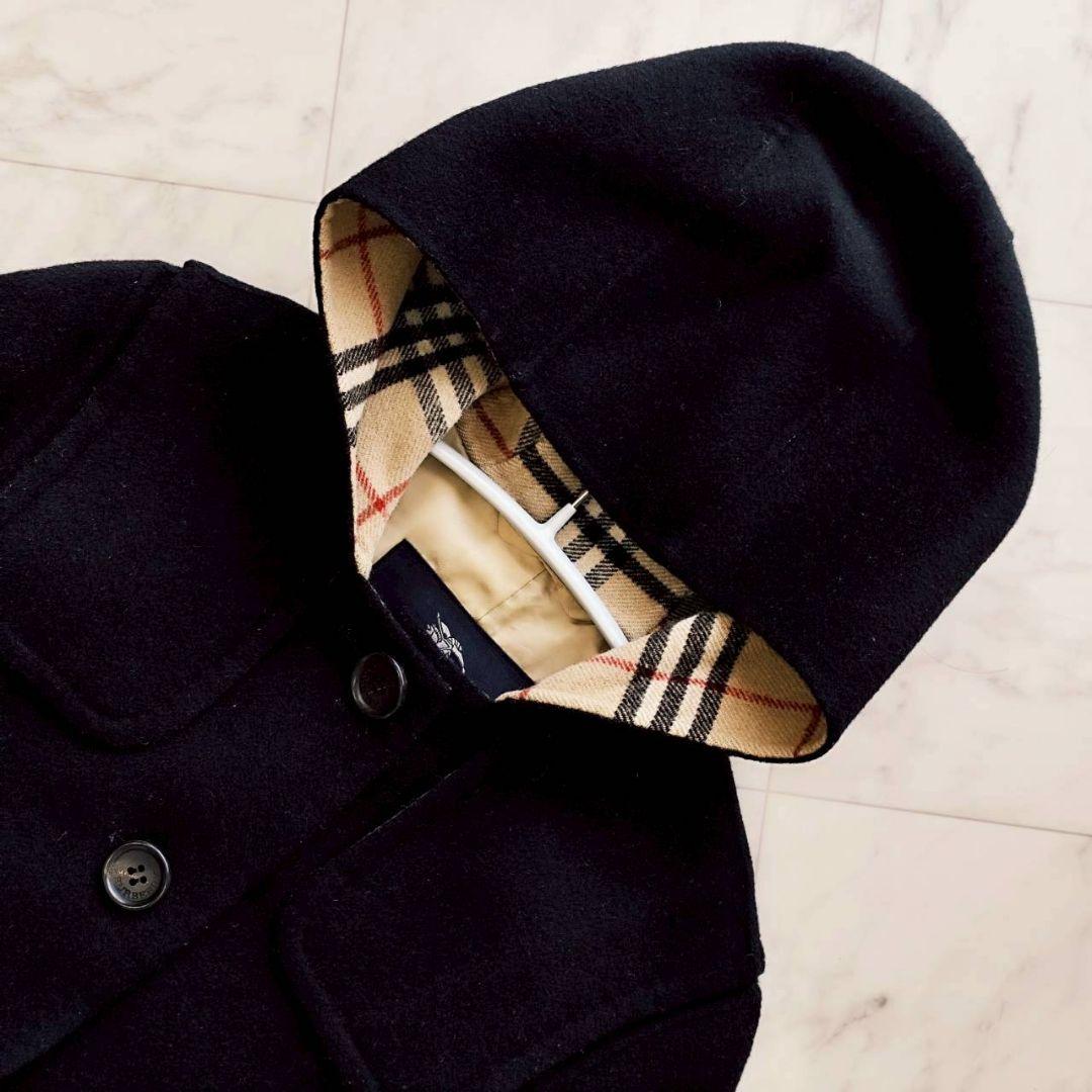 バーバリーロンドン ノバチェック ダブルフェイス リバーコート 黒