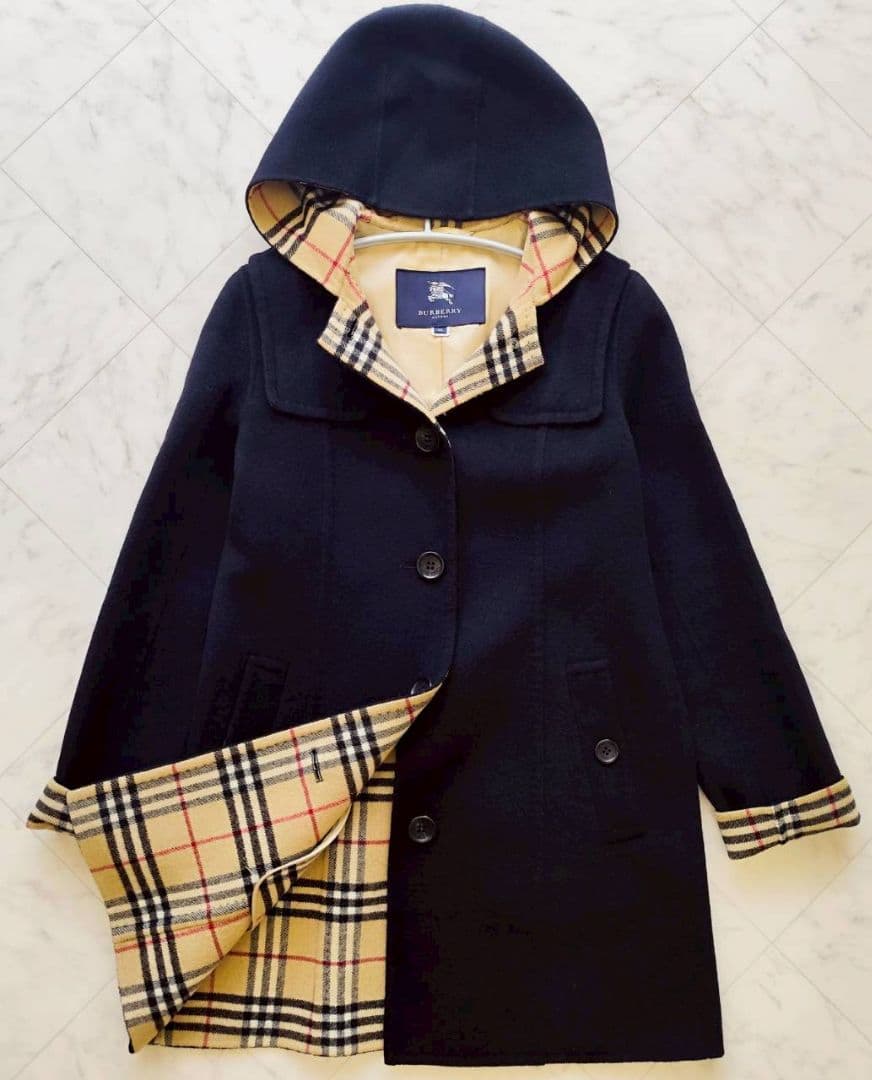 バーバリーロンドン ノバチェック ダブルフェイス リバーコート 黒