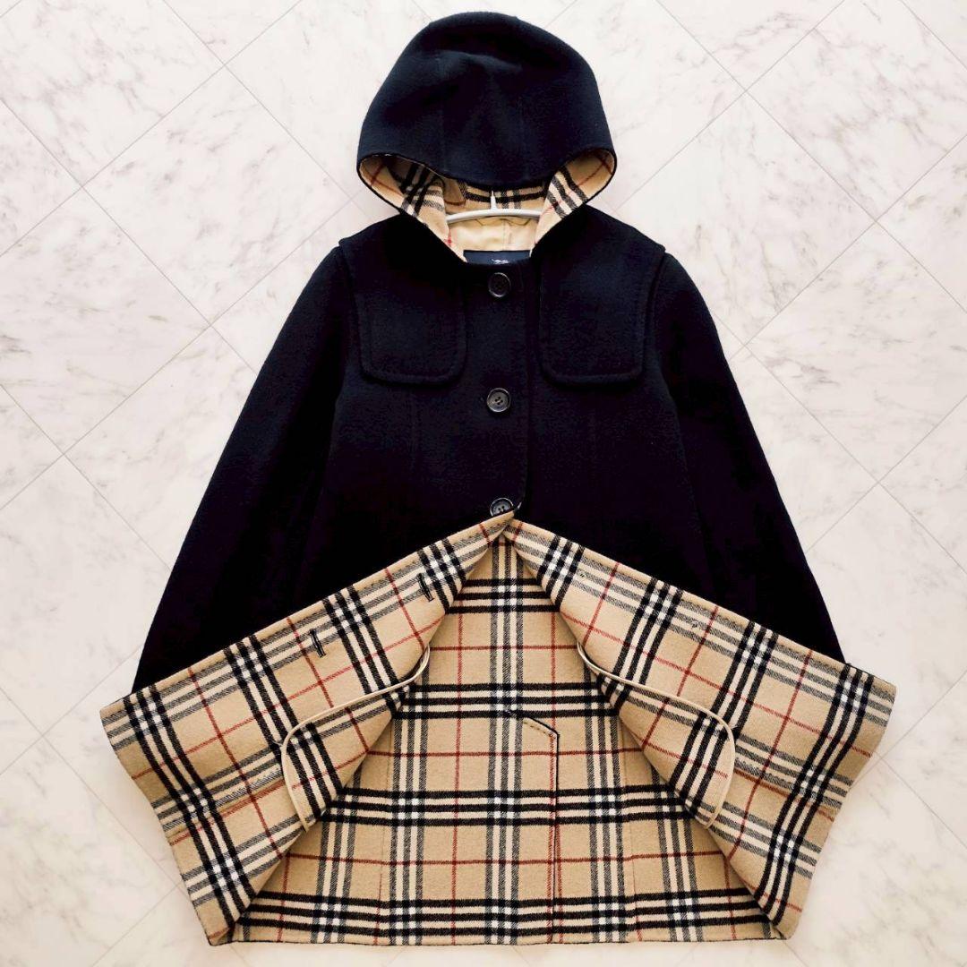 バーバリーロンドン ノバチェック ダブルフェイス リバーコート 黒