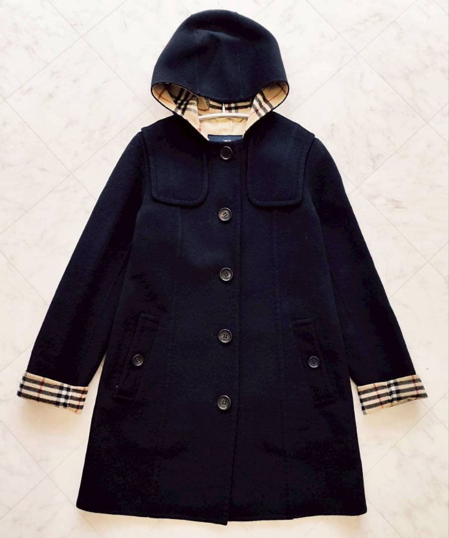 バーバリーロンドン ノバチェック ダブルフェイス リバーコート 黒