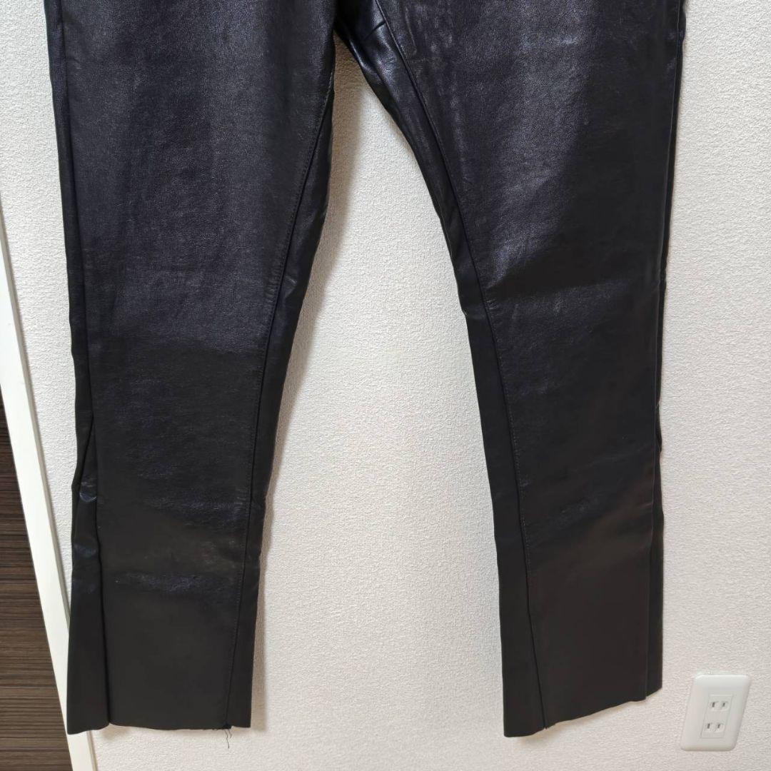 【新品タグ付き】mnml ブラックレザーフレアパンツ　32inch　ミニマル