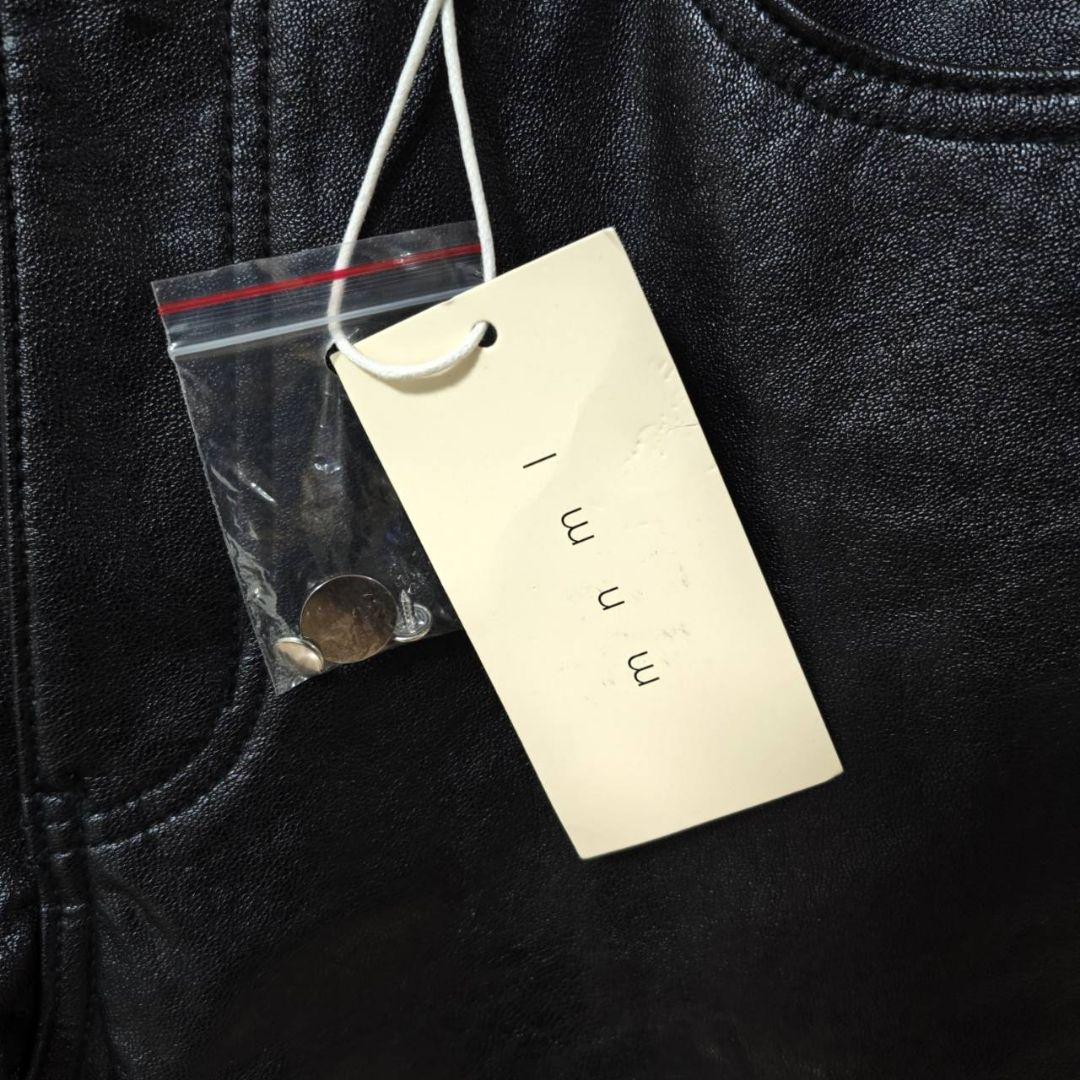 【新品タグ付き】mnml ブラックレザーフレアパンツ　32inch　ミニマル