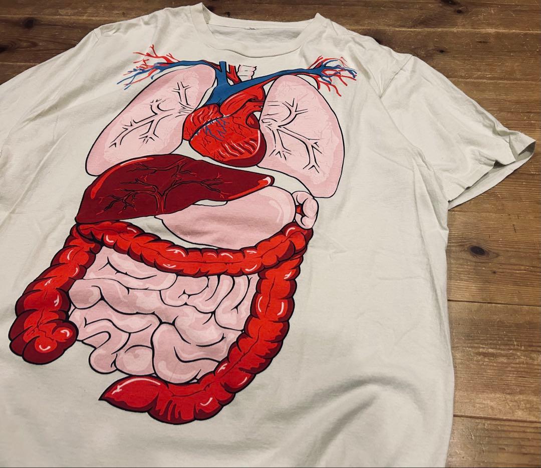 Tシャツ 古着 90s Bay  ベイアイランド 内蔵 騙し絵 白