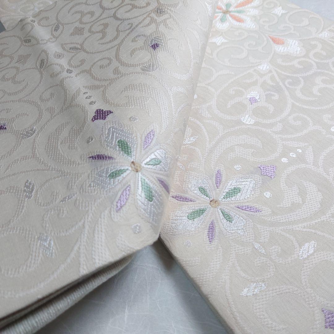 正絹 袋帯 弥栄織物謹製 ぜんまい ヨーロピアン図案 未使用品 スリーシーズン