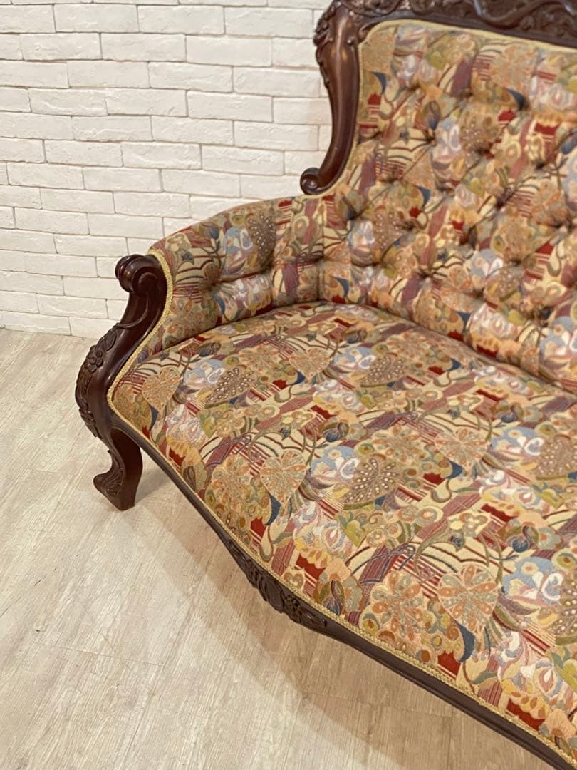 【東京都内23区配送無料】アンティーク　ファブリック　ソファー　スタジオ　撮影