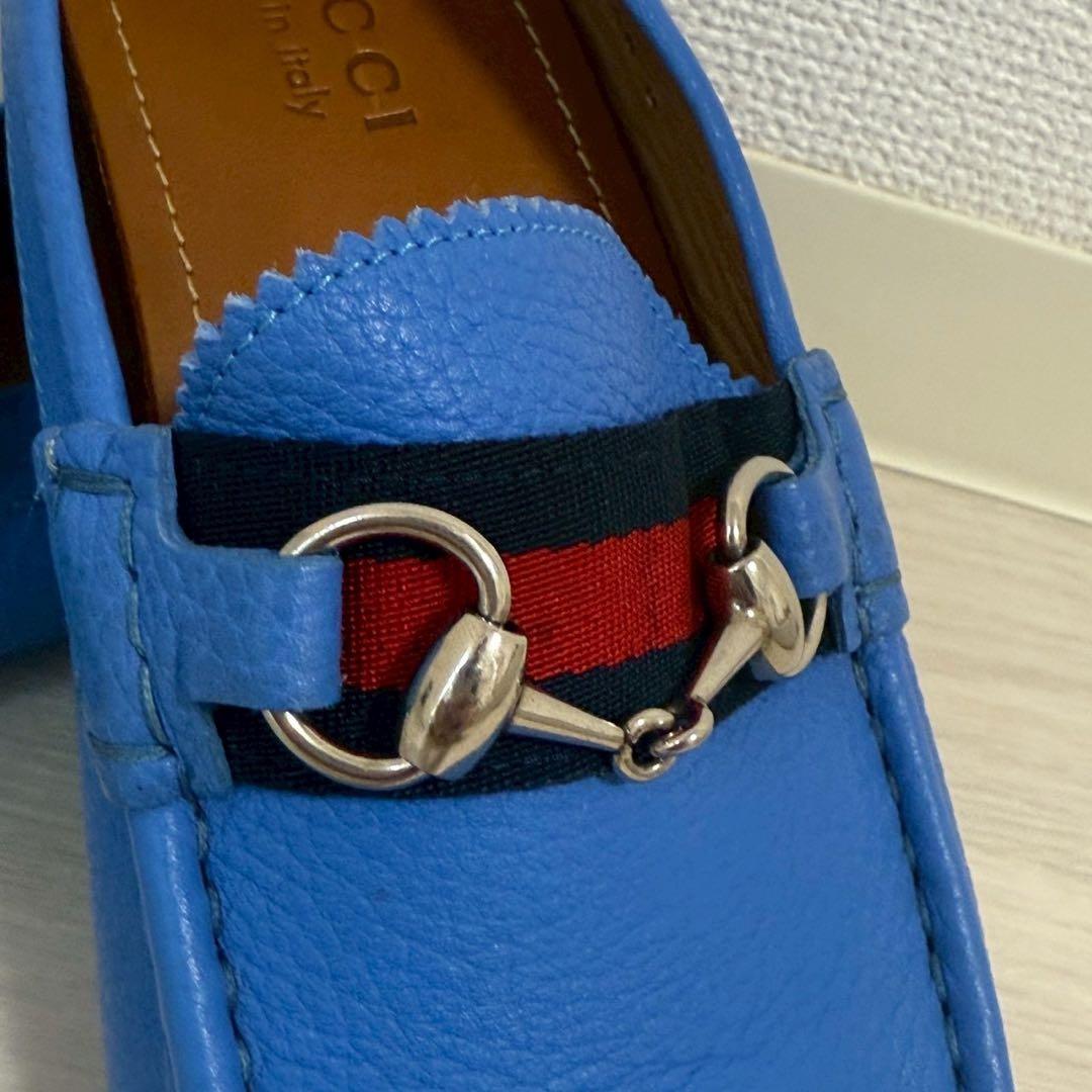 グッチ　 ドライビングシューズ　ホースビット　ビットローファー　ブルー 25cm