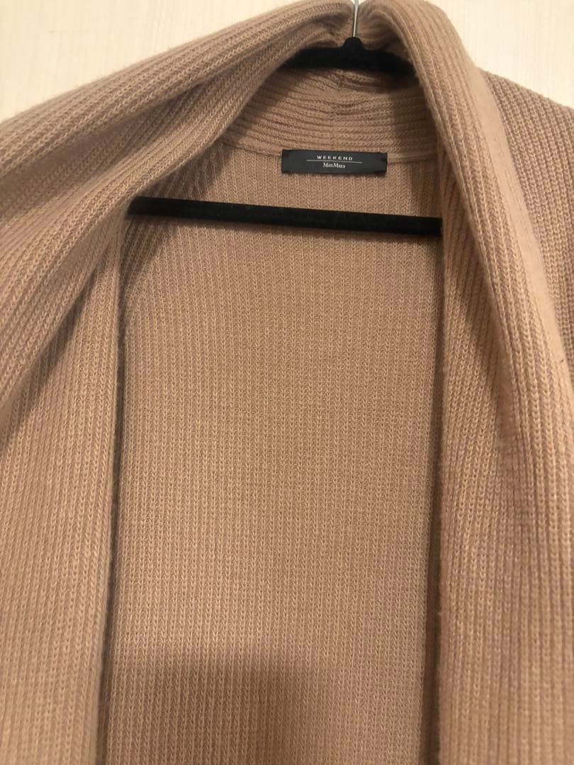 マックスマーラ　ベルデッドニットコート　リブ編み　ヴァージンウール　ブラウン　L