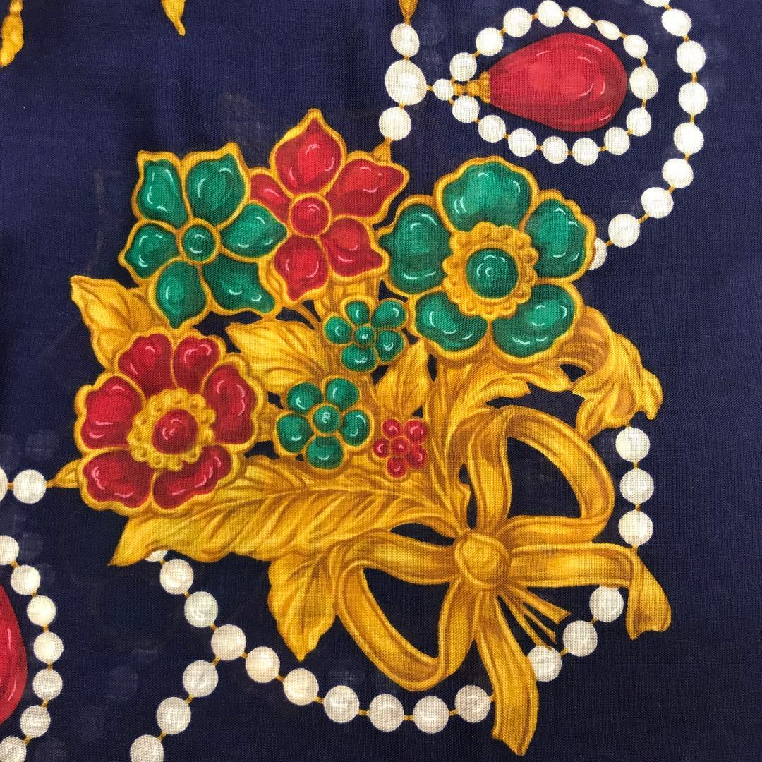 レトロ ユーロ アンティーク調 古着小物 花柄 超大判シアースカーフ ストール