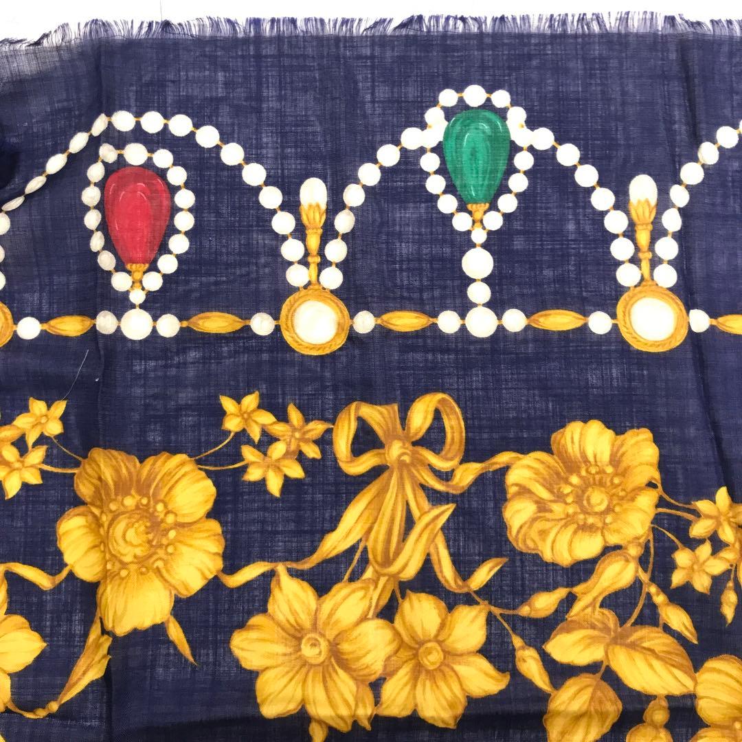 レトロ ユーロ アンティーク調 古着小物 花柄 超大判シアースカーフ ストール