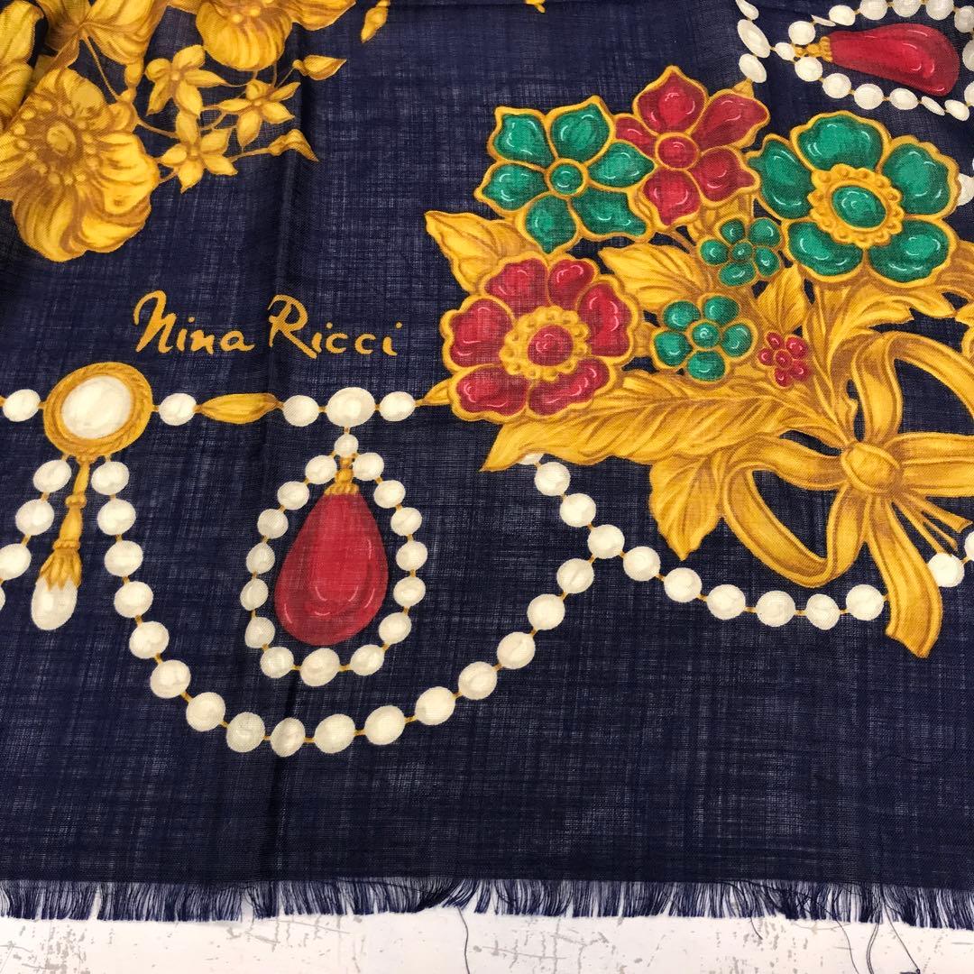 レトロ ユーロ アンティーク調 古着小物 花柄 超大判シアースカーフ ストール