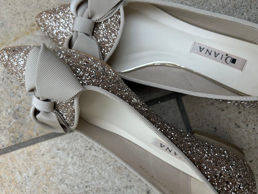 D.I.A.N.A. グリッターリボンフラットシューズ