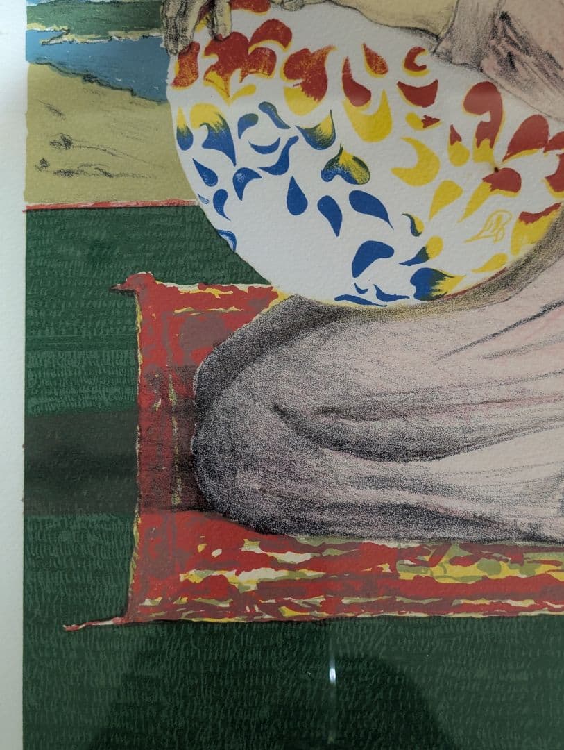 大津英敏 絵画 版画 リトグラフ 遠い記憶 少女図 76/115 額装 額入り絵