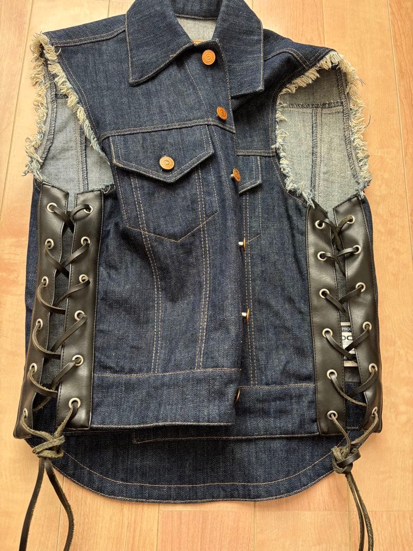 KADOYA デニムベスト フリンジ付き　Mサイズ