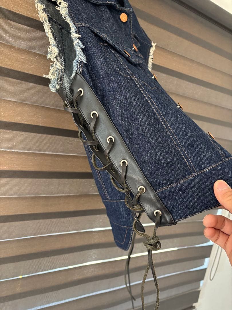 KADOYA デニムベスト フリンジ付き　Mサイズ