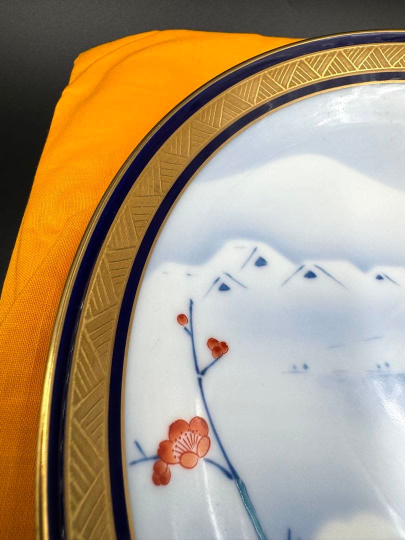 香蘭社　イヤープレート　2000 雪景色　新品　共箱　共布