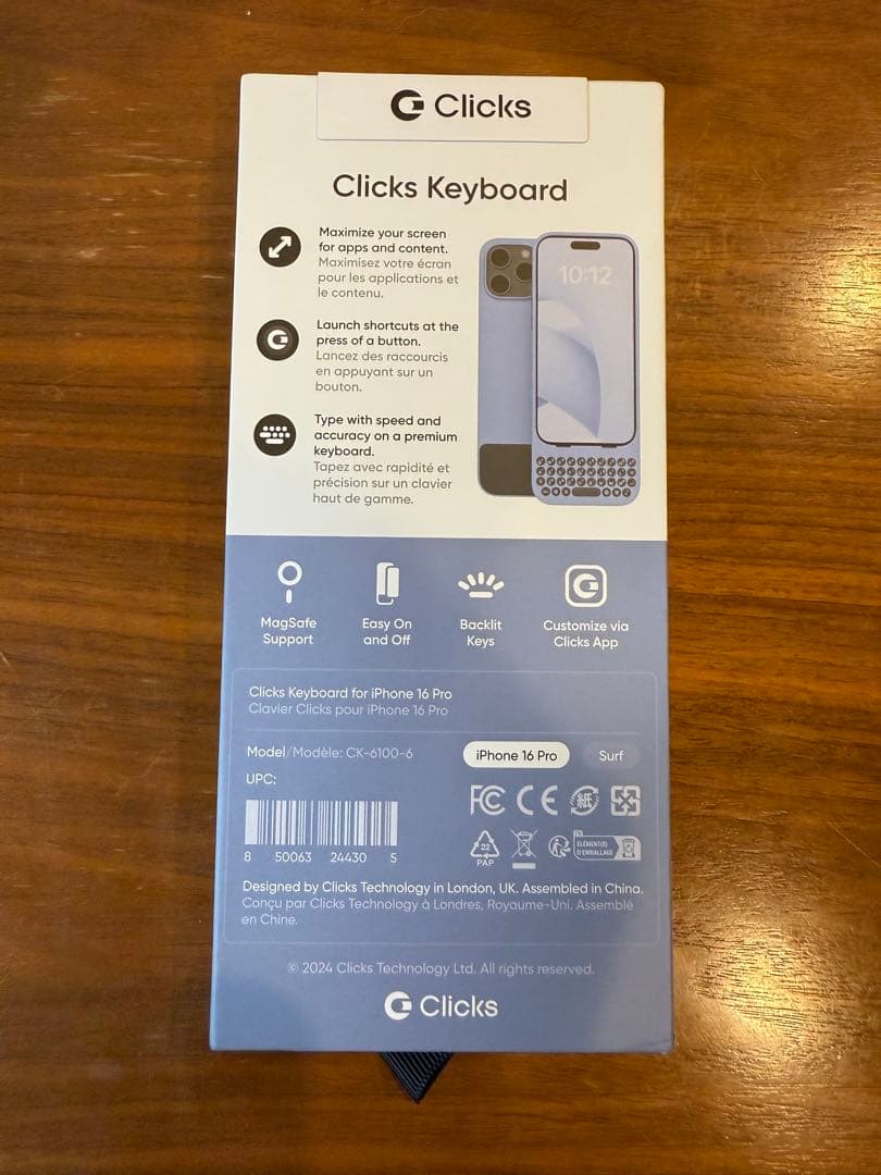 Clicks(クリックス) iPhone16Pro キーボード付ケース